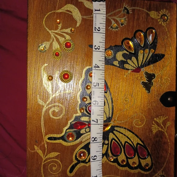 Vintage 1960s Butterfly Embellished Wooden  Cigar Box Purse/ Enid Collins Style - Picture 15 of 16
